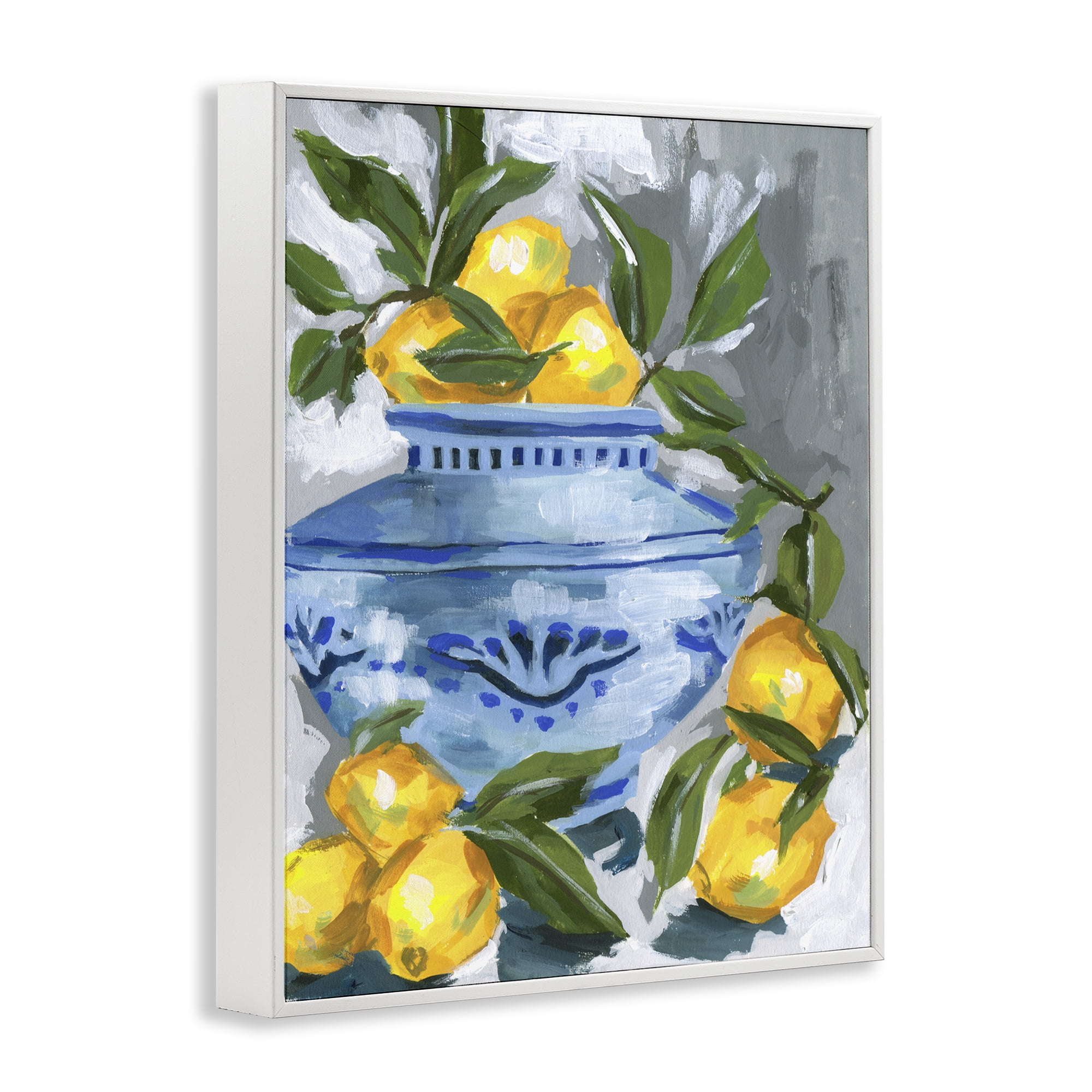 Stupell Industries Indigo & Lemon Vase White Framed Giclee Art, design by Melissa Wang