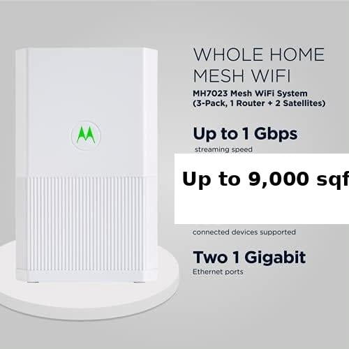 Motorola AC2200 Tri-Band Mesh whole home/small business WiFi system Coverage up to 9,000 sq ft | 3-pack Router | Easy Setup, Network Protection, Parental Controls ,Mobile App Manage