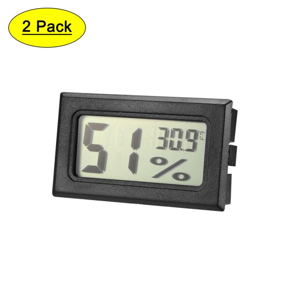 Uxcell Medidor de Temperatura y Humedad Digital Pantalla LCD Celsius Negro, 2 Paquete