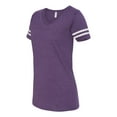 thumbnail image 2 of Fine Jersey V-Neck Short Sleeve Footbal T-Shirt for Women , White / Vintage Purple , 2XL, 2 of 5