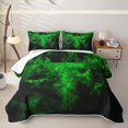 thumbnail image 2 of Feelyou Western Moth Bat Quilt Full, Gothic Halloween Skull Full Bedspread Sets, Black Green, 3-Piece, 1 Comforter and 2 Pillowcases, 2 of 7
