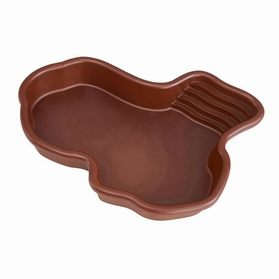 Reptile Bathing Pool Amphibians Accessories with Ramp Reptile Water Bowl for Tortoise Turtle Hamster Leopard,B