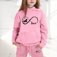 thumbnail image 2 of Huowey Baby Girls Clothes Fall Outfits Long Sleeve Hoodie Sweatshirt And Pants 2 PC Set Elastic Waist Loose Fit Letter Graphic Winter School Outdoor Casual Daily Wear Cozy Outfit,Pink,3-4 Years, 2 of 4