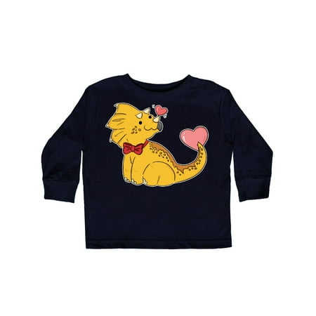 

Inktastic Yellow Triceratops with Red Bowtie and Pink Hearts Gift Toddler Boy or Toddler Girl Long Sleeve T-Shirt