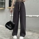 thumbnail image 4 of Pantalones anchos ultrafinos para mujer, pantalones casuales con cinturón de cordón doble, pantalones drapeados adelgazantes con cara sonriente, pantalones rectos, pantalones de fregona, 4 of 6