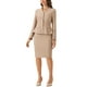 thumbnail image 1 of Conjuntos de trajes para mujeres INSPIRE CHIC, atuendos de negocios, blazer peplum sin cuello, falda lápiz formal, conjunto de 2 piezas M color caqui, 1 of 6