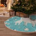 thumbnail image 6 of Daiia Teal Mama Llama Drawing Merry Christmas Tree Skirt , Xmas Large Lace-up Tree Skirt, Santa Snowflakes Rustic Home Decorations New Year Party Farmhouse Decor-48", 6 of 7