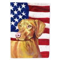 Carolines Treasures LH9012CHF 28 x 40 In. Usa American Flag With Vizsla Flag Canvas- House Size