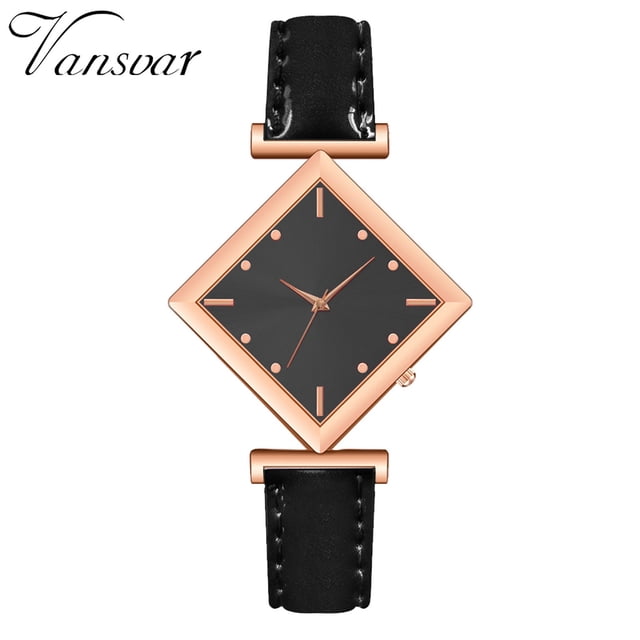 Reloj de cuarzo para mujer, relojes para mujer VANSVAR Reloj de pulsera analógico con correa de cuero de cuarzo informal para mujer Reloj de acero inoxidable