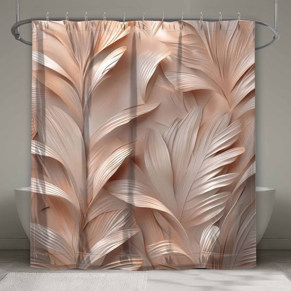 Beige Leafy Shower Curtain