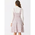 thumbnail image 3 of DARING DIVA Women's Sleeveless Square Neck Plaid A Line Pinafore Dresses L Pink, 3 of 6