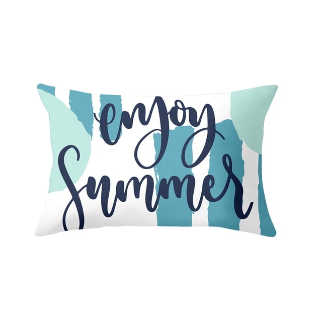 Hello Summer Sign Watermelon Pineapple Short Plush Car Waist Pillow Sofa Window Cushion Throw Pillow