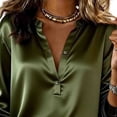 thumbnail image 4 of hotojiny Long Sleeve Shirts for Women Satin Silk Button up Dressy Casual Blouses Spring Fall Clothes Business Office Womens Tops, 4 of 5