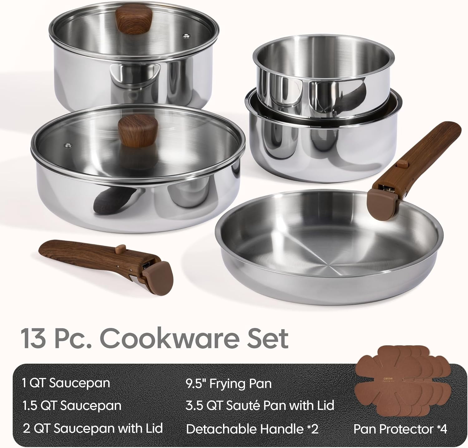 Ninja EverClad 12-Piece Stainless Steel Cookware Set, Oven Safe to
