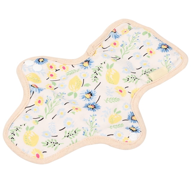 Toalla sanitaria lavable de tela con alas en abanico, reutilizable, color blanco, 250 mm
