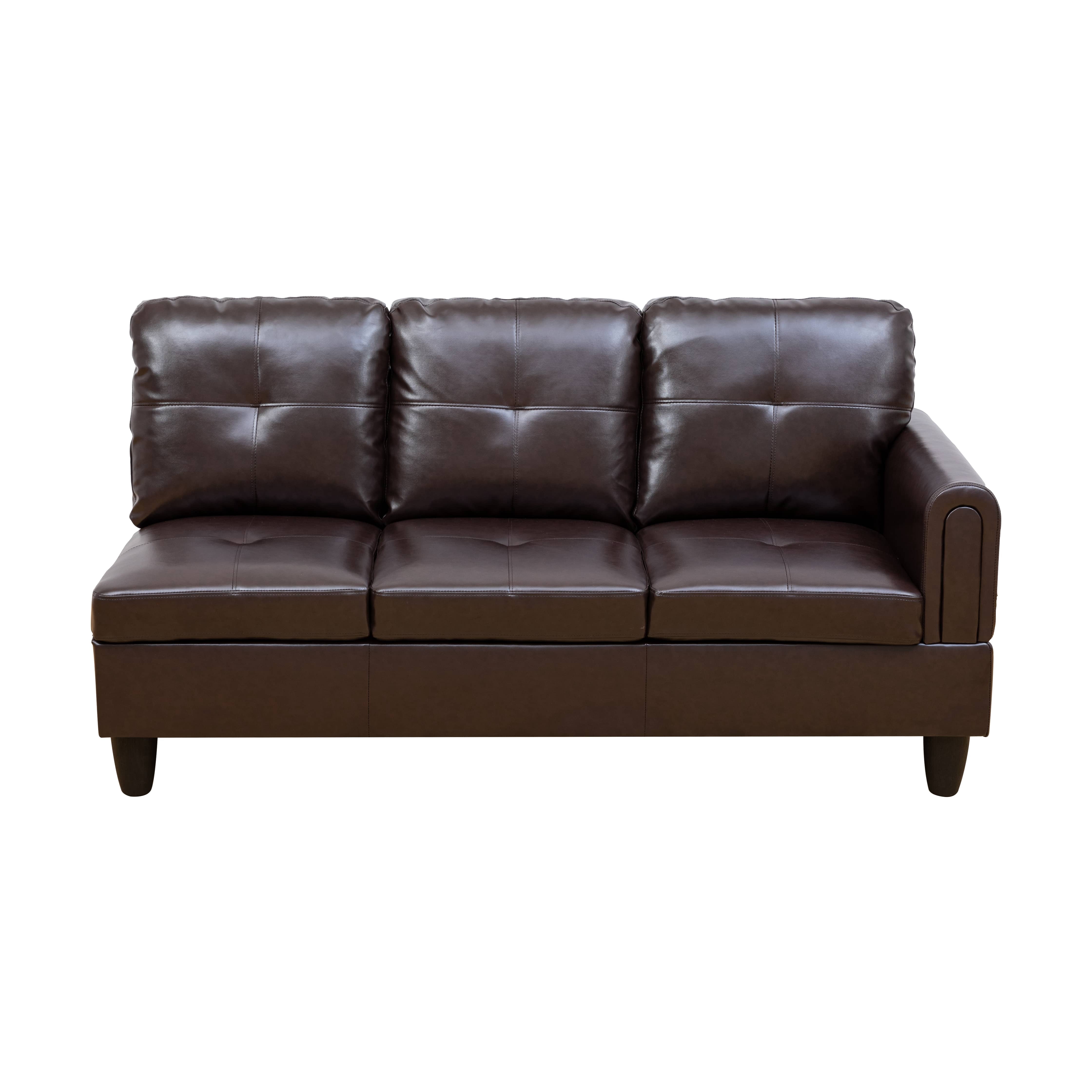MAYEERTY 97" Modern 3-Piece Faux Leather Upholstery Sectional Couch for Living Room，Brown