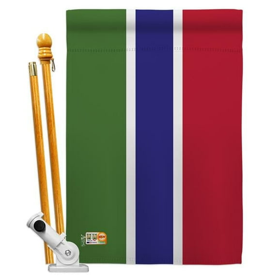Americana Home & Garden AA-CY-HS-140088-IP-BO-D-US18-AG 28 x 40 in. Gambia Flags of the World Nationality Impressions Decorative Vertical Double Sided House Flag Set & Pole Bracket Hardware Flag Set