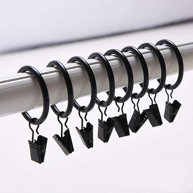 Paquete De 30 Clips De Cortina Clips De Cortina Con Anillos De 35 Mm De Diámetro Para Múltiples Usos - Negro,11 Feliz Sencillez