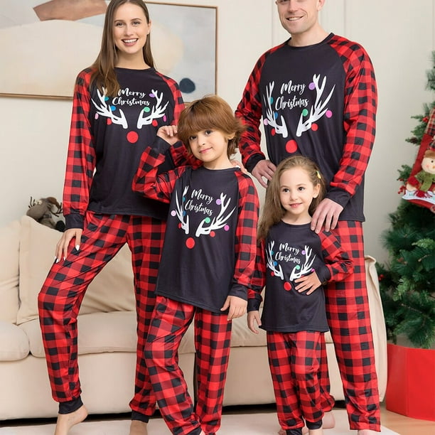Famille Noël Vêtements Pyjama Ensembles 2023 Noël Elk Cerf Tenues Adultes  Enfants Bébés Combinaisons Famille Pyjamas Tenues 