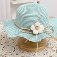 thumbnail image 4 of Sombrero de paja con flores y conjunto de bolsa de paja para mujer, de tela transpirable, con circunferencia de 56 a 58 cm, 4 of 5