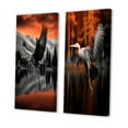 thumbnail image 3 of Designart "Orange Grey Heron beautyful Heron In Autumn III" Heron Wall Art Set Of 2 - Orange Animals Canvas Set For Living Room Decor, 3 of 7