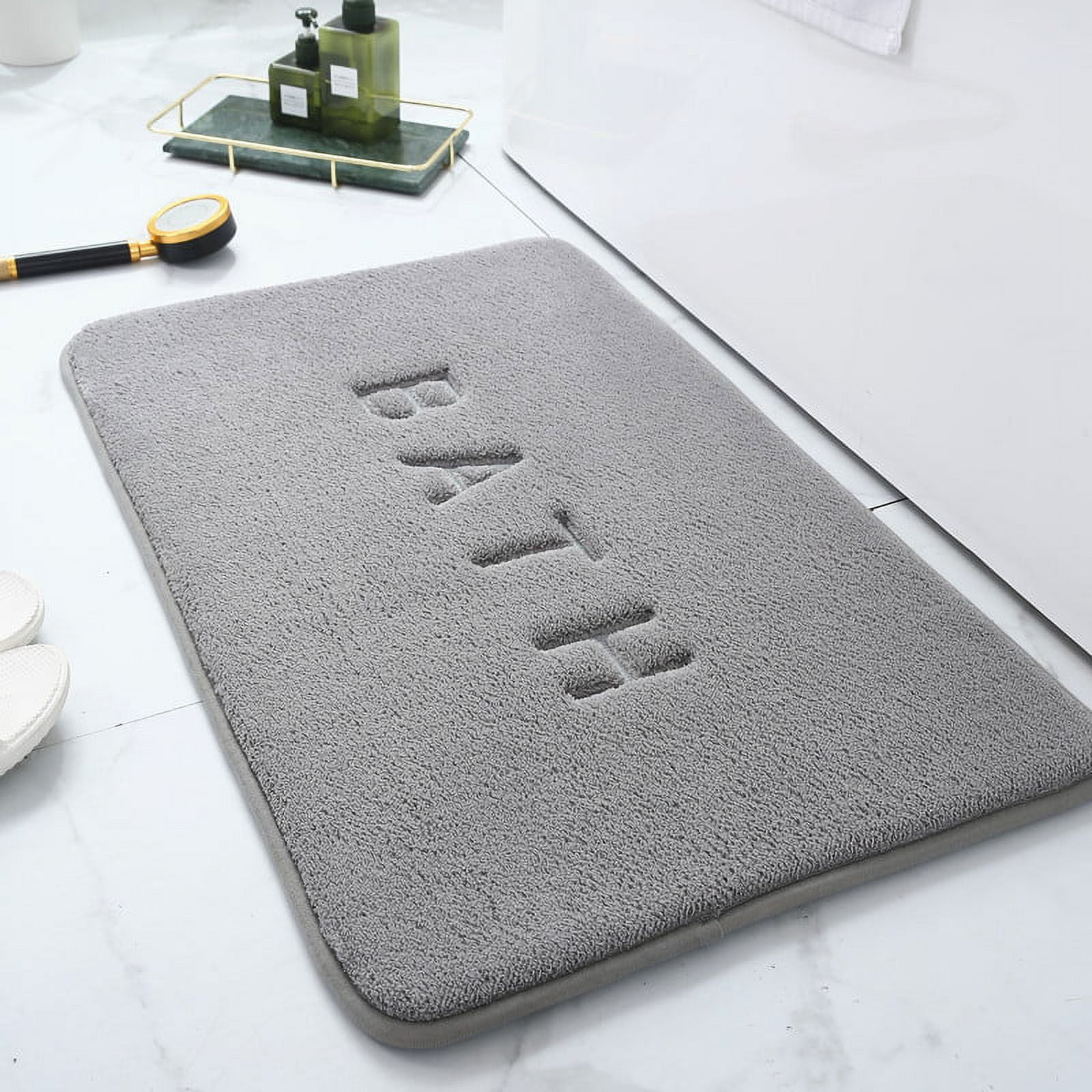 Wehilion Soft Absorbent Bathroom Mat Rug and Bath Mat,Machine Washable Quick Dry Carpet, for Bath, Shower,Bedroom,Door Mat,(20"x29",Light Grey)