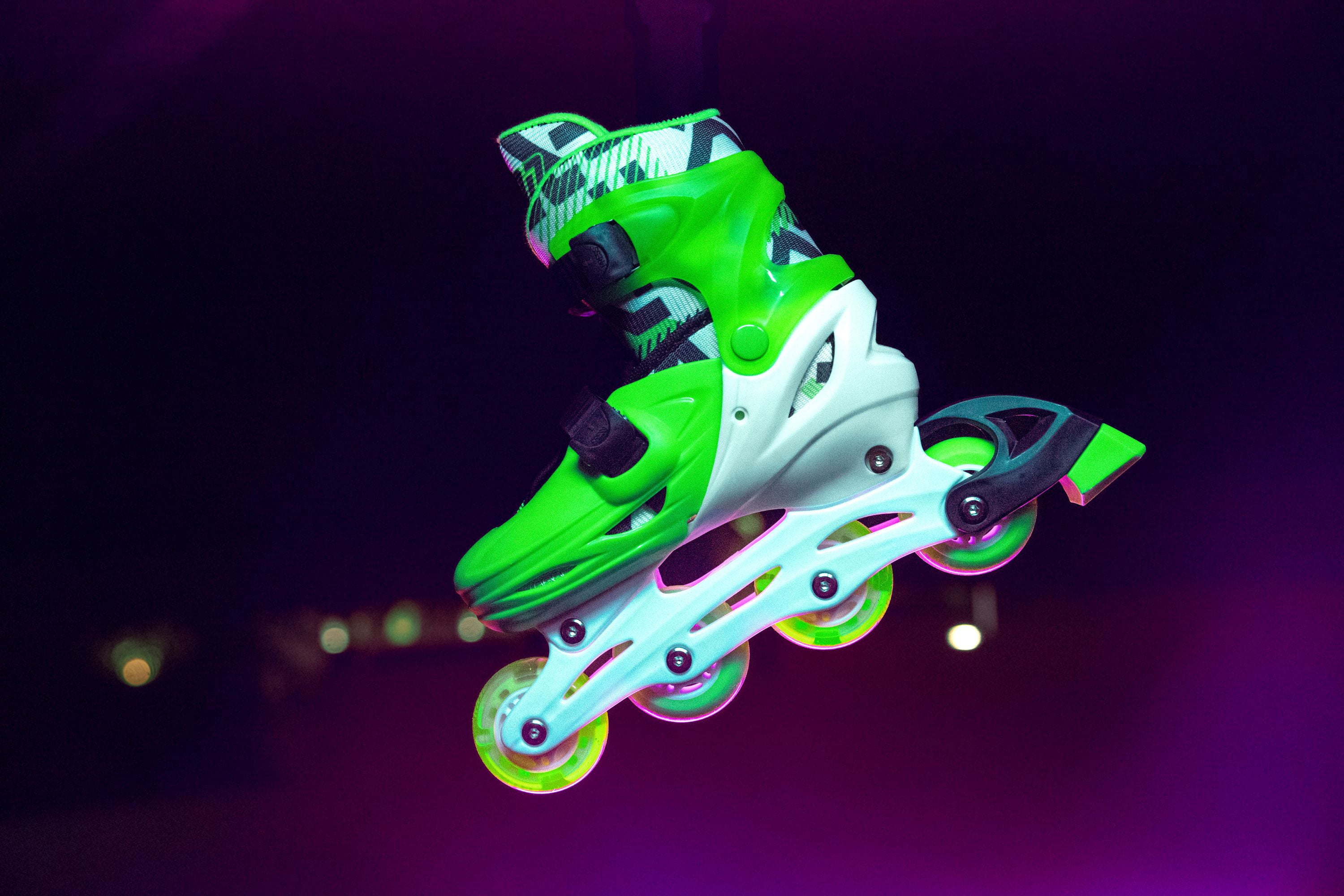Yvolution Neon Kids Roller Skates Inline Size 3-6, One Pair, Skates for Boys and Girls, Green