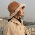 thumbnail image 2 of SikaFu Bucket Hat Thick Warm Fleece Lined Winter Hat Lady Corduroy Cute Flat Top Bucket Cap Female Packable Wide Brim Panama Hat, 2 of 6