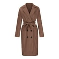 thumbnail image 5 of Women's Autumn and Winter Solid Cardigan Coat with Suit Collar Buttons Long Sleeve Overcoat, 5 of 7