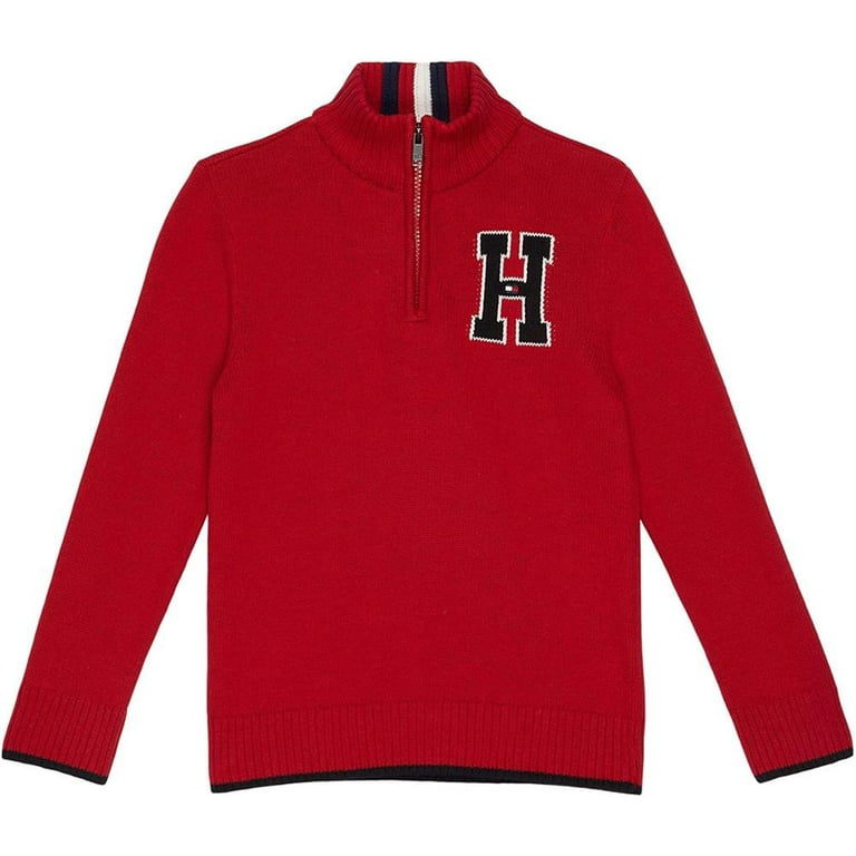 Afhængighed Bære grammatik Tommy Hilfiger Boys 4-7 H Logo 1/4 Zip Sweater (Red 5) - Walmart.com