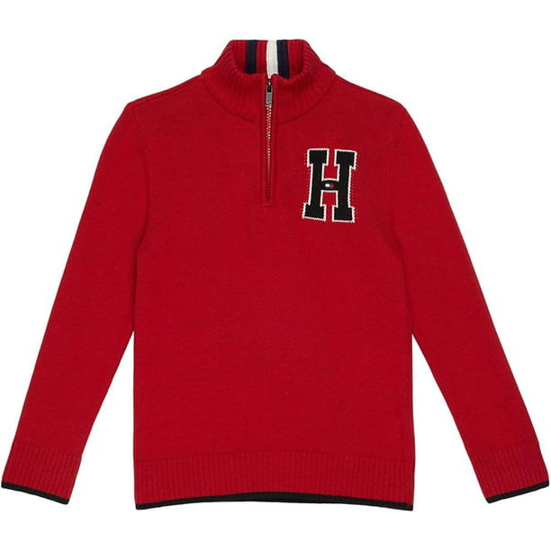 Armoedig vonnis Horen van Tommy Hilfiger Boys 4-7 H Logo 1/4 Zip Sweater (Red 6) - Walmart.com