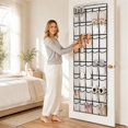 thumbnail image 3 of Over the Door Hanging Storage Organizer with Metal Hooks, 40 Cells Large Pocket Non-Woven Shoe Rack for Closet White 76" x 26", 3 of 3