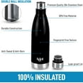 thumbnail image 3 of Hydration Nation Stainless Steel Water Bottle Double Wall Insulated - Midnight Black 17oz, 3 of 7