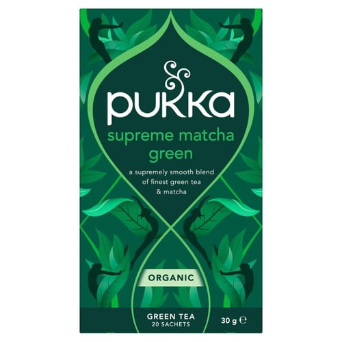 Pukka Organic Supreme Matcha Green Herbal Tea Compostable Green TeaBags 20's, British Import (Pack of 3)