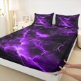 thumbnail image 4 of Homewish Purple Glowing Lightning Queen Sheets,Abstract Geometric Queen Sheet Sets,4-Piece,1 Flat Sheet, 1 Fitted Sheet and 2 Pillowcases, 4 of 6