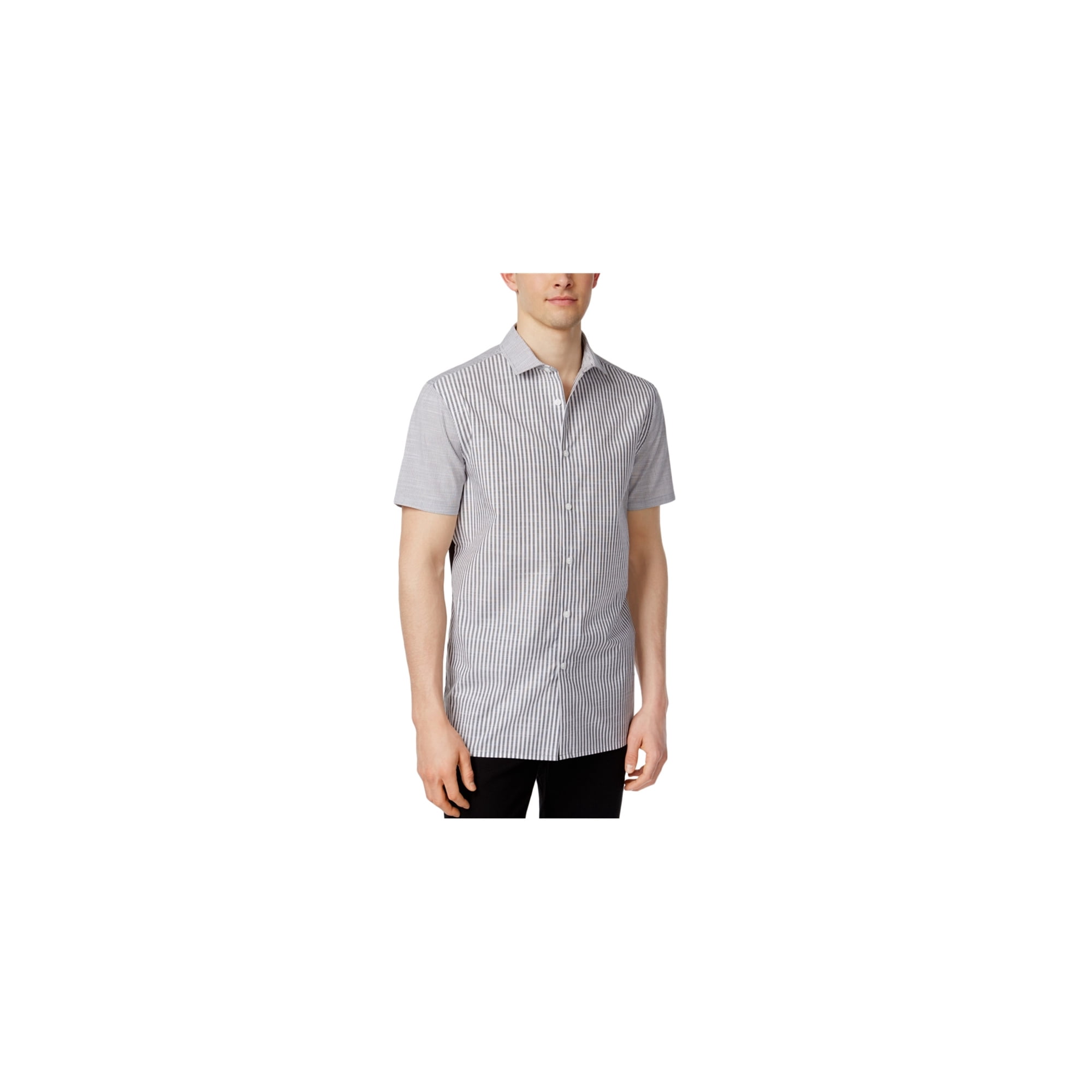 Vince Camuto Chemise à Rayures pour Hommes, Gris, Petit