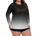 thumbnail image 2 of CIENVNSTG Swim Shirts For Women Plus Size Long Sleeve Gradient Print Rash Guard Loose Fit Swimsuit Top Upf 50+Sun Protection Quick Dry Hiking Swim Shirt Black L, 2 of 5