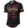 thumbnail image 3 of Conairie Men 4th of July Polo Shirts Button Stand Collar Short Sleeve Patriotic Golf Shirts American Falg Print Basic Blouses Vacation Clothes Black L, 3 of 3
