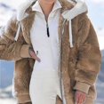 thumbnail image 2 of Edvintorg Jackets for Women Plus Size Winter Warm Loose Plush Zip Hooded Jacket Coat Abrigos Mujer Invierno 2025 Khaki L, 2 of 5