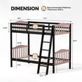 thumbnail image 3 of Ktaxon Twin over Twin Bunk Bed, Solid Wood Bed Frame with Guardrails, Space Saving Design for Bedroom, Black&Brown-Basic Version, 3 of 8