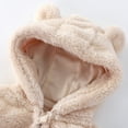thumbnail image 6 of LIIPEE Boys Girls Plush Jackets Solid Color Long Sleeve Hooded Zip Up Thickened Fuzzy Jackets With Pockets Elegant Vacation Coat,Beige,6-12 Months, 6 of 8