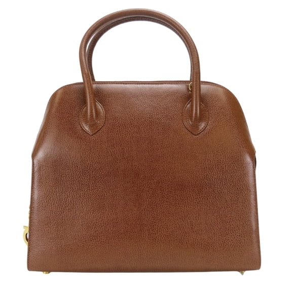 Pre-Owned Salvatore Ferragamo Gancini Leather Handbag, Brown, Women's