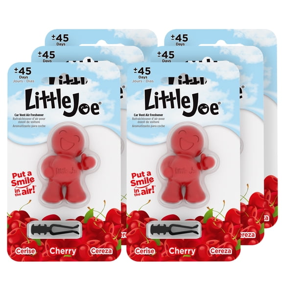 Little Joe 96407-6PK Cherry Scent Car Air Freshener Clips to A/C Air Vent Uses Alcohol-Free Fragrance Oil is Non-Hazardous and Non-Toxic Plastic, Pack of 6