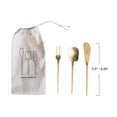 thumbnail image 3 of Bloomingville Hammered Stainless Steal Appetizer Utensils in Printed Drawstring Bag, Gold Finish, Set of 3 in Printed Drawstring Bag, 3 of 4
