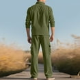 thumbnail image 4 of Xzbqbs Men Tracksuit Set 2 Piece Corduroy Workwear Sets Casual Button Down Long Sleeve Polo Shirts and Straight Cargo Pants Sets, 4 of 4