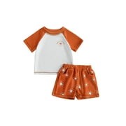 Arvbitana Baby Boy/Girl 2-Piece Rashguard Toddler Short Sleeve Round Neck  Swimsuit Kid Letter Print Swimwear 6M-3T