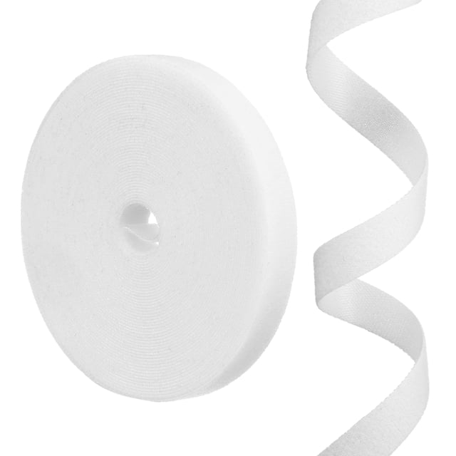 Correas de gancho y lazo Uxcell de 0.55 pulgadas x 33 pies, cinta de gancho y lazo multiusos con adhesivo, ataduras de cables organizadoras para oficina en casa, blanca