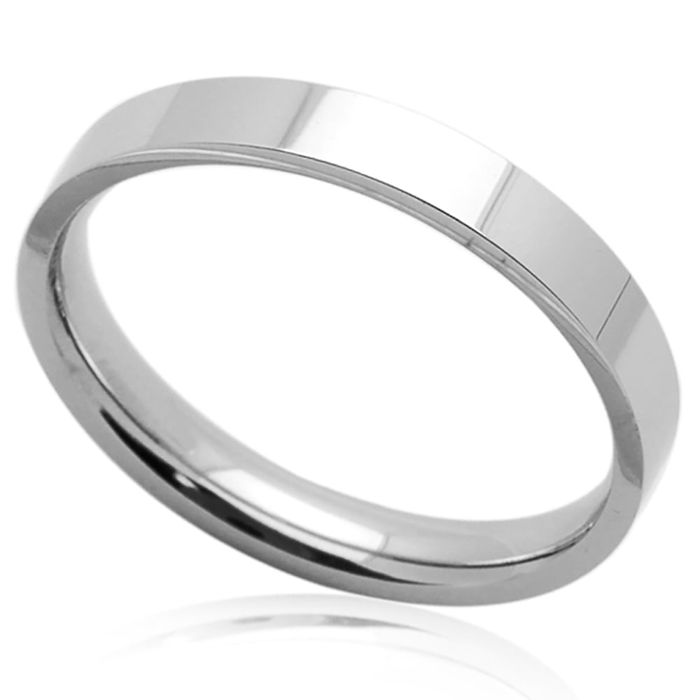 Size 5 to 12 14K White Gold 3mm Comfort Fit Classic Domed Plain Wedding Band