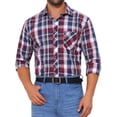 thumbnail image 1 of CAMISA DE VESTIR DE MANGA LARGA A CUADROS PARA HOMBRE INSPIRAR CHIC, CON COLLAR PUNTA Y BOTONES, TALLA XL, ROJO Y AZUL MARINO, 1 of 6