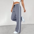 thumbnail image 4 of Wide Leg Pants Woman Drawstring Elastic Waist Loose Striped Ruched Trackpans Casual Workout Trousers, 4 of 7